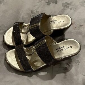 Carella Women's Glitter Wedge Sandals - Black and Gold